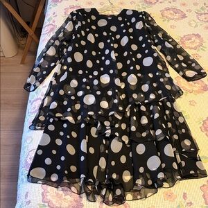 Layered Black Dress with White Polka Dots